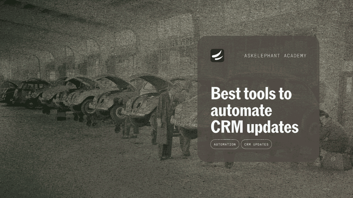Comparison of CRM automation tools including AskElephant, HubSpot Workflows, Salesforce Flow, n8n, and Claude AI